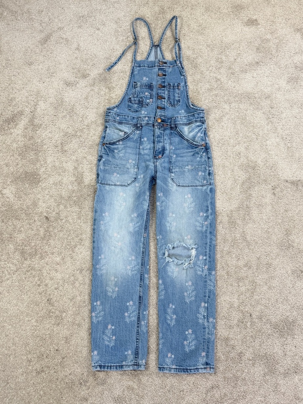 Pilcro Light Blue Distressed Denim Overalls Jumpsuit - Picture 3 of 16